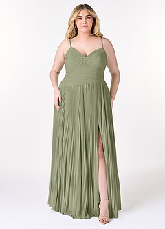 Azazie Vini Bridesmaid Dresses Pistachio A-Line V-Neck Pleated Chiffon Dress image7