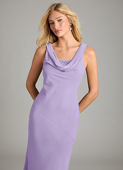 Azazie Rylina Vestidos de damas de honor Vestido de Lila de Gasa de Corte Sirena con Plisado image3