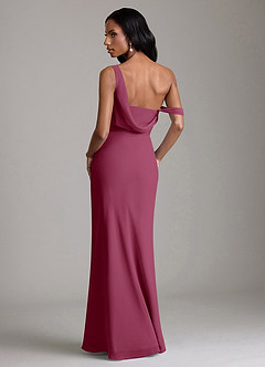 Azazie Madelyn Bridesmaid Dresses Mulberry Mermaid One Shoulder Chiffon Convertible Dress image2