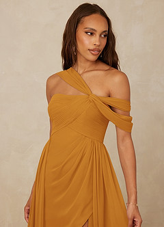 Christian Siriano Bridal for Azazie 1014 Brautjungfernkleider A-Linie Schulterfrei Chiffon Kleid Butterscotch image7