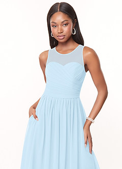 Azazie Nina Bridesmaid Dresses Sky Blue A-Line Pleated Chiffon Dress image5