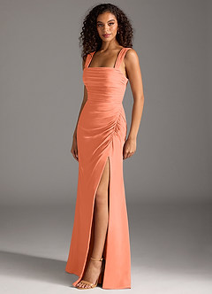 Azazie Jesaphine Bridesmaid Dresses Sunset Sheath Bow Chiffon Dress image3