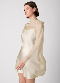 Crystle White Alabaster 100% Washable Silk Mini Dress image4