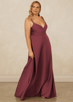 Christian Siriano Bridal for Azazie 1001 Robes de demoiselle d'honneur Robe Trapèze en Satin extensible Encolure en Forme de Cœur Merlot image14