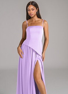 Azazie Adeline Bridesmaid Dresses Lilac A-Line Strapless Stretch Satin Convertible Dress image2