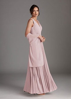 Azazie Kris Mère de la mariée Robes Robe Trapèze en Mousseline de soie Paillettes Rose Pâle image3