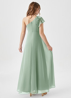 Azazie Arabella Junior Vestido de Agave de Gasa de Corte en A con Volante image2