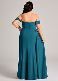 Azazie Amyra Bridesmaid Dresses Ink Blue Sheath Off the Shoulder Chiffon Convertible Dress image15