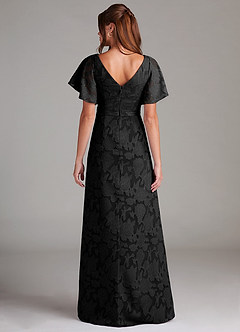 Azazie Ambrosia Bridesmaid Dresses Black A-Line Pleated Floral Burnout Dress image7