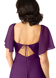 Azazie Chloe Bridesmaid Dresses Grape A-Line Sweetheart Neckline Chiffon Dress image3