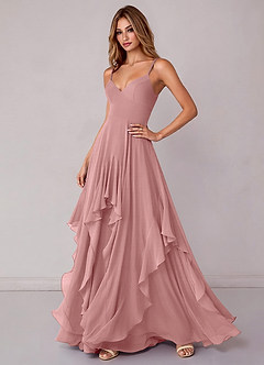 Azazie Zaina Bridesmaid Dresses Dusty Rose A-Line Chiffon Dress image5