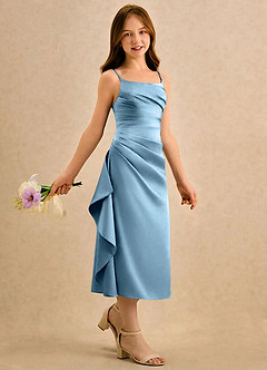 Azazie Canna Girls Formal Flower Girl Klänningar Klänning A-Line i Stretch Satin Plisserad image3
