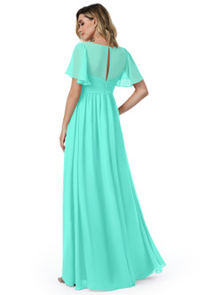 Azazie Verna Maternity Bridesmaid Dresses A-Line V-Neck Ruched Chiffon Floor-Length Dress image4