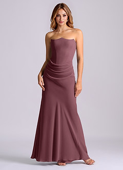 Azazie Debby Bridesmaid Dresses Sangria Mermaid Strapless Chiffon Dress image1