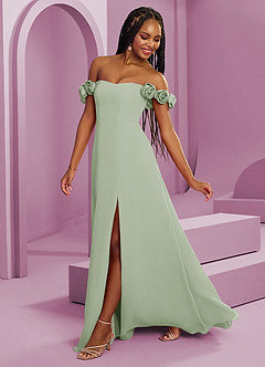 Barbie ♥ Azazie Bridesmaid Dresses Dusty Sage A-Line Off the Shoulder Chiffon Convertible Dress image7