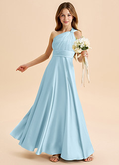 Azazie Charlize Junior Jurk van Stretch Satijn met A-Lijn Geplooid Hemelsblauw image4