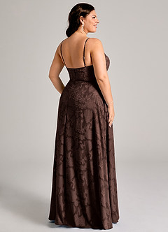 Azazie Moira Bridesmaid Dresses Ganache A-Line Side Slit Floral Burnout Dress image8