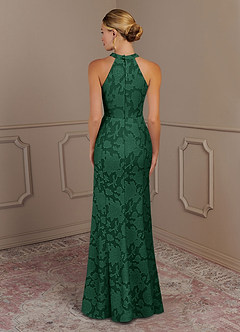 Azazie Tyra Venta Final Vestido de Verde Oscuro de Devorado Floral de Corte Sirena image3