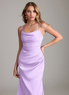 Azazie Lucille Bridesmaid Dresses Lilac Mermaid Strapless Stretch Satin Convertible Dress image5