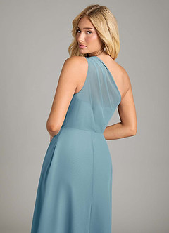 Azazie Phaedra Bridesmaid Dresses Moody Blue A-Line One Shoulder Chiffon Dress image6