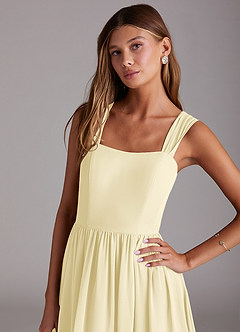 Azazie Calianna Bridesmaid Dresses Lemon Sorbet A-Line Off the Shoulder Chiffon Convertible Dress image7