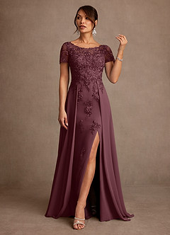 Azazie Alva Mother of the Bride Dresses Sangria A-Line Lace Dress image4