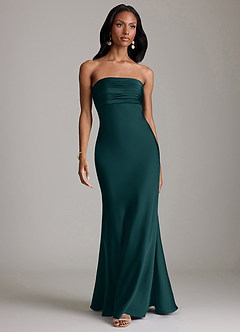 Azazie Saylor Jurken voor bruidsmeisjes Jurk van Stretch Satijn met Zeemeermin Strapless Pijnboom image2