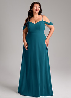 Azazie Marley At-home Try On Dresses Burgundy A-Line Off the Shoulder Chiffon Convertible Dress image13