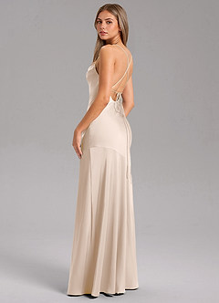 Azazie Grata Bridesmaid Dresses White Alabaster Mermaid Side Slit Stretch Satin Dress image7