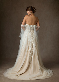 Azazie Wynery Abiti da Sposa Abito Principessa in Pizzo a Spalla Scoperta Diamante Bianco Nudo image5