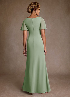 Azazie Suffolk Mère de la mariée Robes Robe Trapèze en Mousseline de soie Plissée Vert Sauge image3