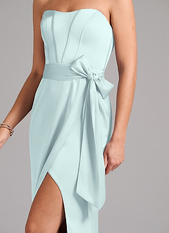 Azazie Jamie Bridesmaid Dresses Mist A-Line Strapless Stretch Satin Convertible Dress image7