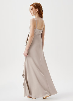 Azazie Kaylee Junior Frost A-Line with Belt Stretch Satin Dress image5