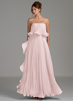 Azazie Alexia Bridesmaid Dresses Blushing Pink A-Line Ruched Chiffon Dress image6