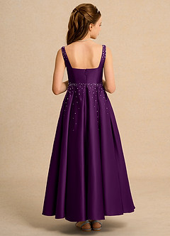 Azazie Mochi Girl vestidos de niña de las flores Vestido de Uva de Satin Mate de Princesa con Plisado image2