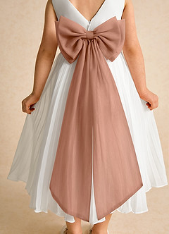 Azazie Margot Abiti da Ragazza di Fiori Abito A-Line in Chiffon Plissettato Avorio Bronzo image8