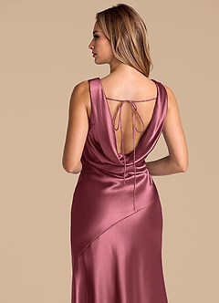 Azazie Rylina 신부 들러리 드레스 인어 메탈릭 새틴 바닥 길이 드레스 image2