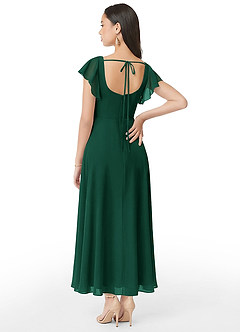 Azazie Bondi Bridesmaid Dresses Emerald A-Line Ruched Chiffon Dress image5