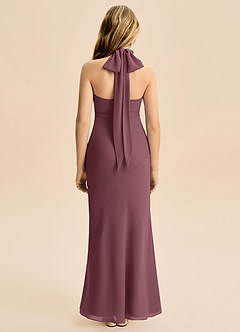 Azazie Velli Junior Meerjungfrau-Linie Hoher Kragen Chiffon Kleid Sangria image2