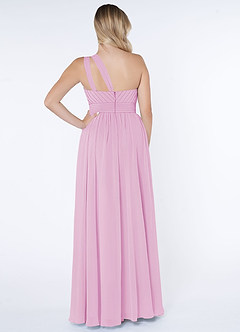 Azazie Molly Final Sale Candy Pink A-Line One Shoulder Chiffon Dress image2