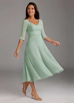 Azazie Durant Mother of the Bride Dresses Agave A-Line Pleated Chiffon Dress image1