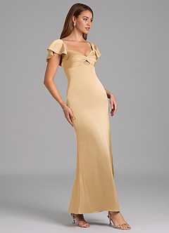 Azazie Demia 신부 들러리 드레스 쉬스 스윗하트 네크라인 스트레치 새틴 발목 길이 드레스 image3