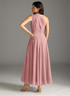 Azazie Charlize 신부 들러리 드레스 A라인 한쪽 어깨 쉬폰 발목 길이 드레스 image2