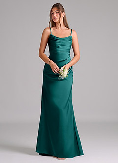 Azazie Lucille Bridesmaid Dresses Peacock Mermaid Strapless Stretch Satin Convertible Dress image7