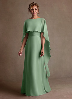 Azazie Marilla Moeder van de bruid jurken A-Lijn Jurk van Chiffon Geplooid Matcha image4