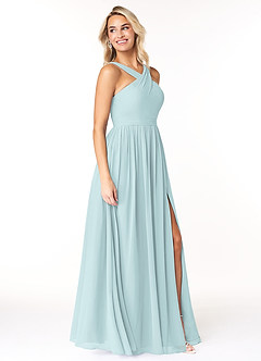 Azazie Elvira Robes de demoiselle d'honneur Robe Trapèze en Mousseline de soie Plissée Brume image4