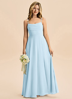 Azazie Bear Junior Sky Blue A-Line Pleated Chiffon Dress image1