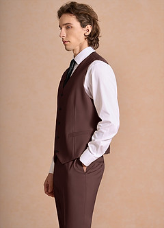 front James Espresso Structured Stretch Suit Vest