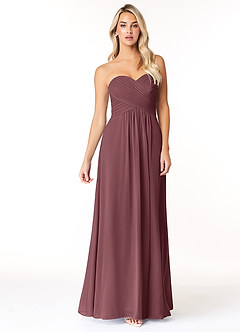 Azazie Yazmin Bridesmaid Dresses Sangria A-Line Sweetheart Neckline Chiffon Convertible Dress image4