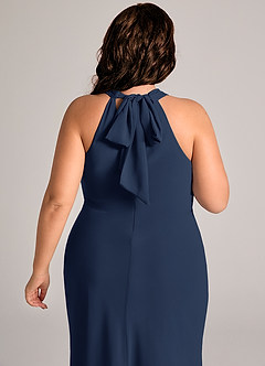 Azazie Doretta Bridesmaid Dresses Dark Navy Mermaid Pleated Chiffon Dress image12